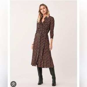 Diane von Furstenberg Paisley Andi Midi Shirt Dress XS